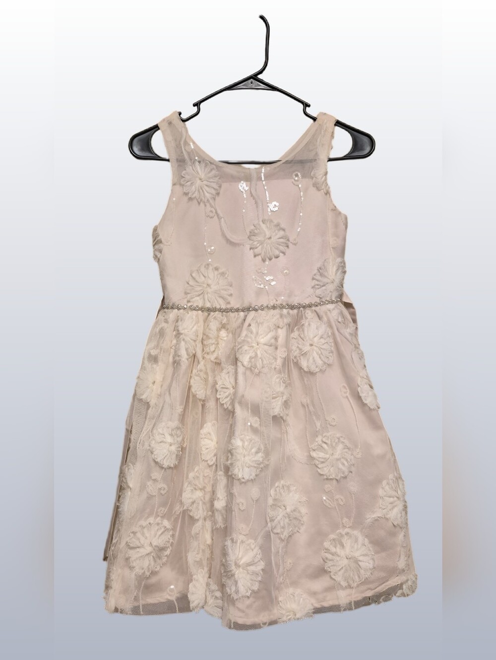 Kensie Girl Champagne Tulle Floral Dress Size 12